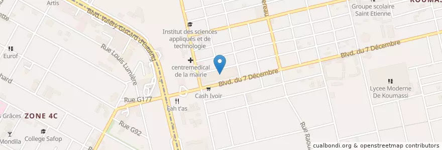 Mapa de ubicacion de Marché Djé Konan en コートジボワール, アビジャン, Koumassi, Marcory.