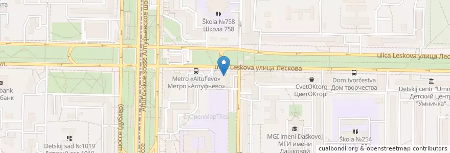 Mapa de ubicacion de Озерки en Rusia, Distrito Federal Central, Москва, Северо-Восточный Административный Округ, Район Бибирево.
