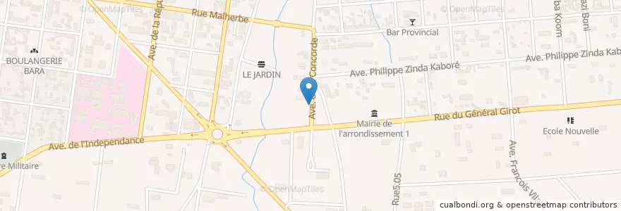 Mapa de ubicacion de Institut Français en Burkina Faso, Hauts-Bassins, Houet.