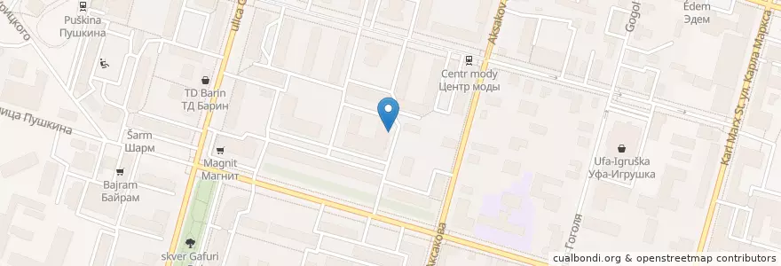 Mapa de ubicacion de Пивбар en Rusia, Приволжский Федеральный Округ, Bashkortostán, Городской Округ Уфа.