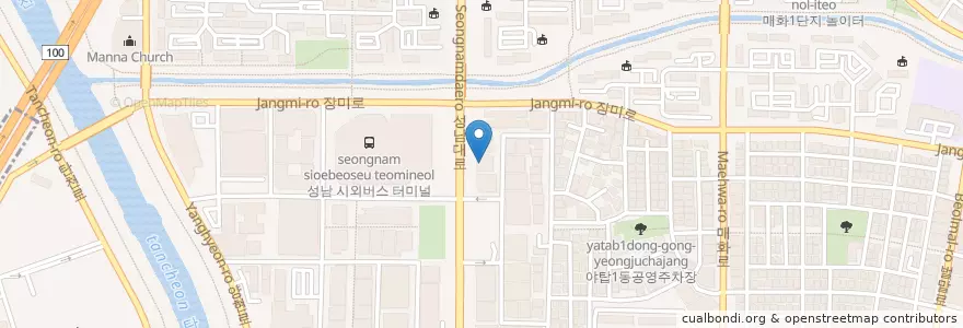 Mapa de ubicacion de 분당척병원 en Güney Kore, 경기도, 분당구.