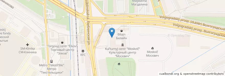 Mapa de ubicacion de Пончики en Rusia, Distrito Federal Central, Москва, Юго-Восточный Административный Округ, Район Текстильщики.