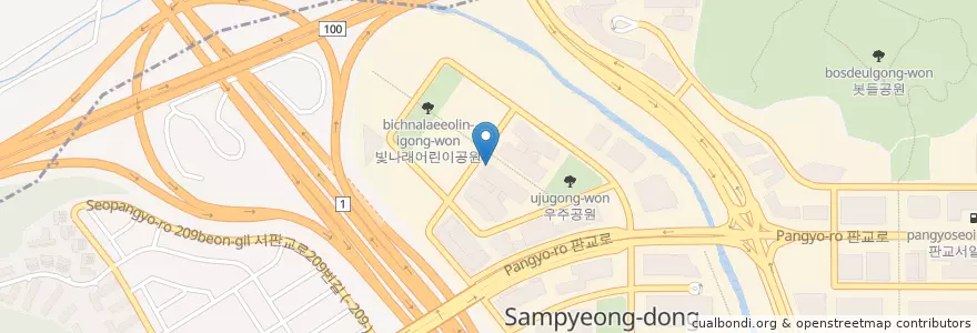 Mapa de ubicacion de PRABEAN COFFEE en 대한민국, 경기도, 분당구, 수정구.