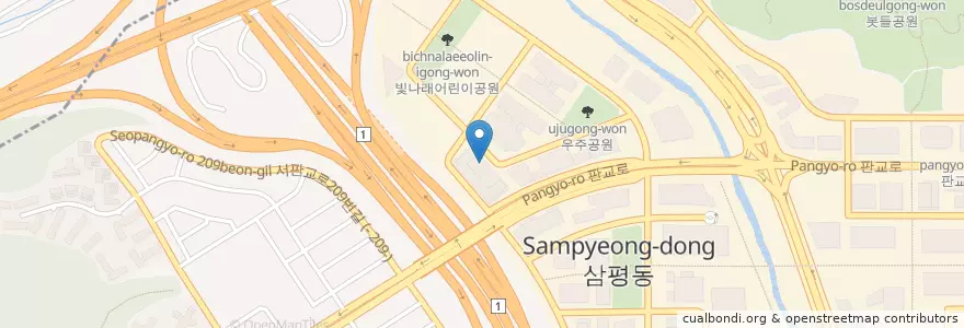Mapa de ubicacion de STARBUCKS en 대한민국, 경기도, 분당구, 수정구.