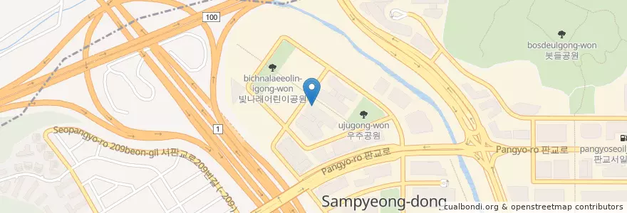 Mapa de ubicacion de honest kitchen 고깃간(2층) en 韩国/南韓, 京畿道, 盆唐區, 壽井區.