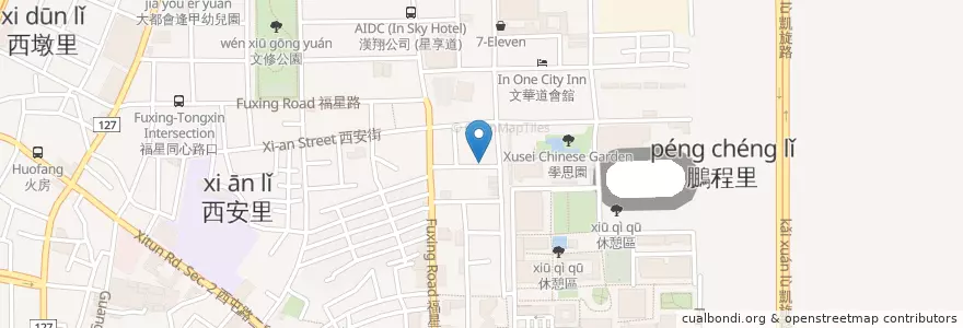 Mapa de ubicacion de 綠蓋茶(逢甲店) en Taiwan, 臺中市, 西屯區.