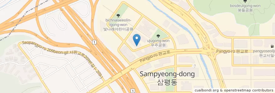 Mapa de ubicacion de 돌판구이참소(2층) en 대한민국, 경기도, 분당구, 수정구.