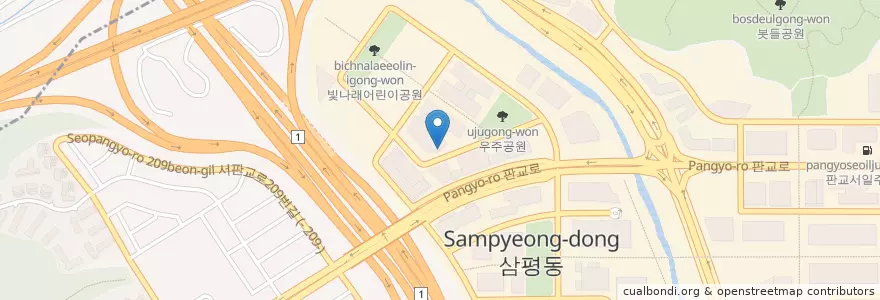 Mapa de ubicacion de 춘업순댓국(2층) en Республика Корея, Кёнгидо, 분당구, 수정구.