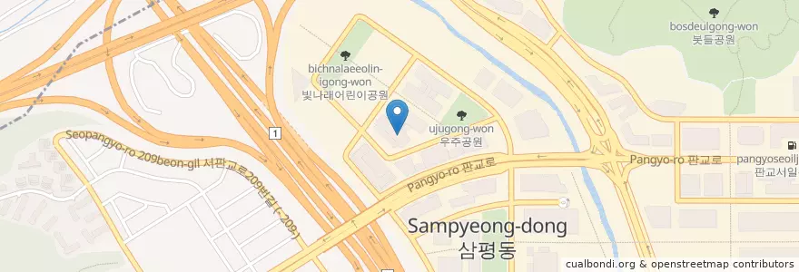 Mapa de ubicacion de 미소한우소고기국밥(2층) en 대한민국, 경기도, 분당구, 수정구.