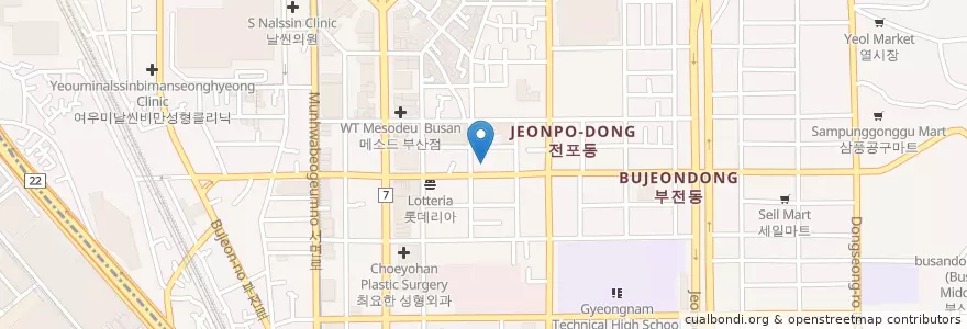 Mapa de ubicacion de 맥도날드 서면3호점 en كوريا الجنوبية, بسان, 부산진구, 부전동.