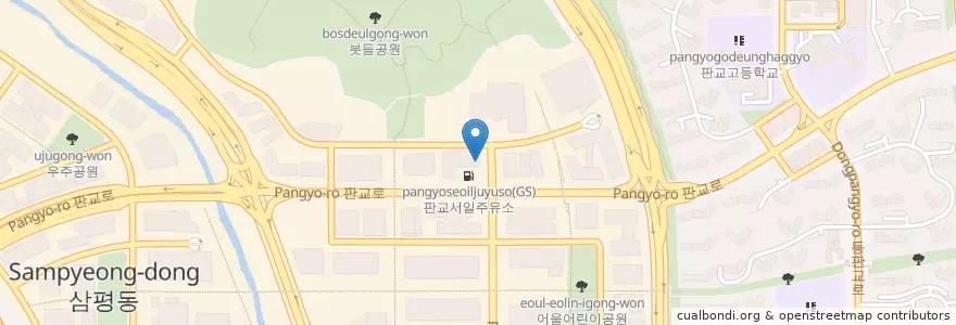 Mapa de ubicacion de 조재벌식당(솥뚜껑삼겹살) en کره جنوبی, گیونگی-دو, 분당구.