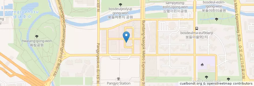 Mapa de ubicacion de 얼룩도야지(2층) en 韩国/南韓, 京畿道, 盆唐區.