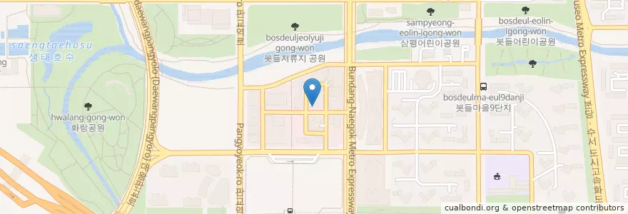 Mapa de ubicacion de 매드후라이드치킨 en Corée Du Sud, Gyeonggi, 분당구.