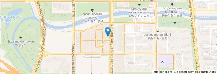 Mapa de ubicacion de 태평양약국 en 大韓民国, 京畿道, 盆唐区.