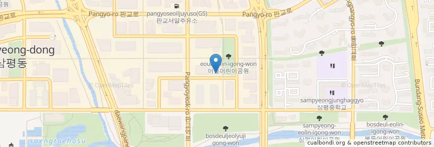 Mapa de ubicacion de 청여수국수집(지1층) en Südkorea, Gyeonggi-Do, 분당구.