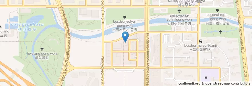 Mapa de ubicacion de 오징어청춘 바다포차 en 韩国/南韓, 京畿道, 盆唐區.