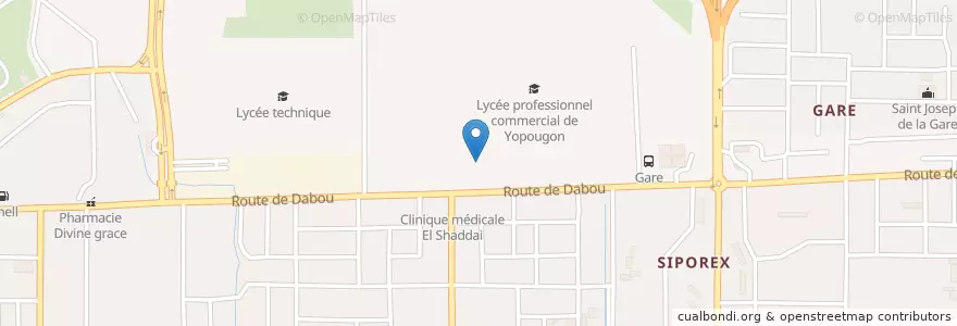 Mapa de ubicacion de Marché Siporex 7 en 科特迪瓦, 阿比让, Yopougon.