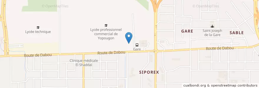 Mapa de ubicacion de Marché Siporex 2 en Fildişi Sahili, Abican, Yopougon.