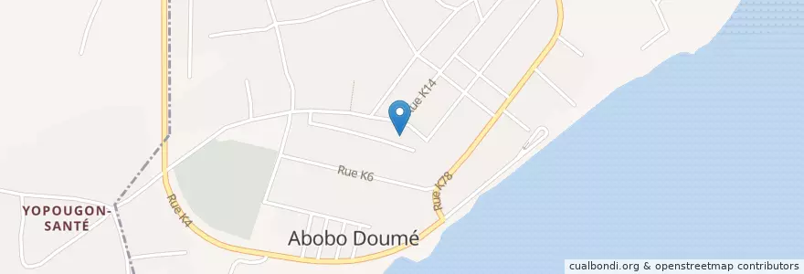 Mapa de ubicacion de Marché Abobo-Doumé en Côte D’Ivoire, Abidjan.
