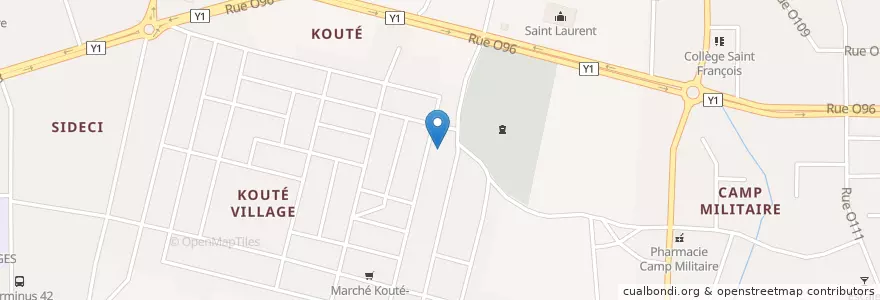 Mapa de ubicacion de Marché de Kouté Village en コートジボワール, アビジャン, Yopougon.
