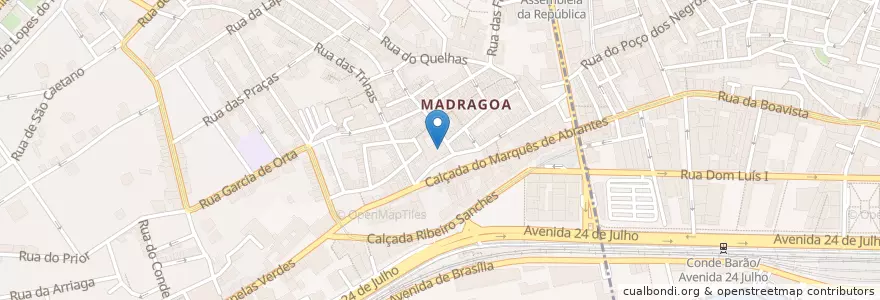 Mapa de ubicacion de Café do Museu da Marioneta en Португалия, Área Metropolitana De Lisboa, Лиссабон, Grande Lisboa, Лиссабон, Estrela.
