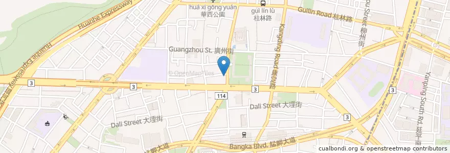 Mapa de ubicacion de 丹堤咖啡 en 臺灣, 新北市, 臺北市, 萬華區.