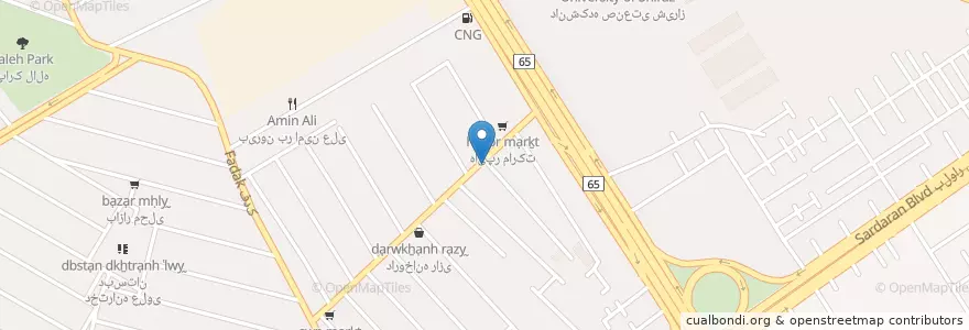 Mapa de ubicacion de بیرون بر en 이란, استان فارس, شهرستان شیراز, بخش مرکزی, شیراز.