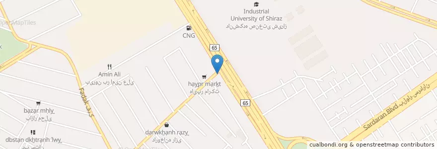 Mapa de ubicacion de فست فود تک برگر en イラン, ファールス, شهرستان شیراز, بخش مرکزی, شیراز.