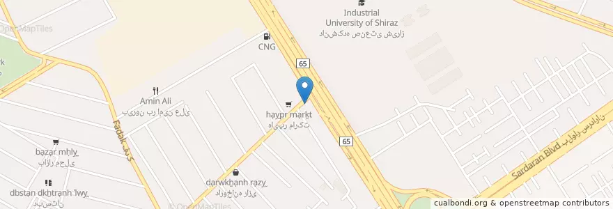 Mapa de ubicacion de داروخانه پنجم شهریور en Иран, Фарс, شهرستان شیراز, بخش مرکزی, شیراز.