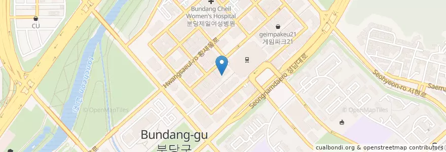 Mapa de ubicacion de KFC en 韩国/南韓, 京畿道, 盆唐區.