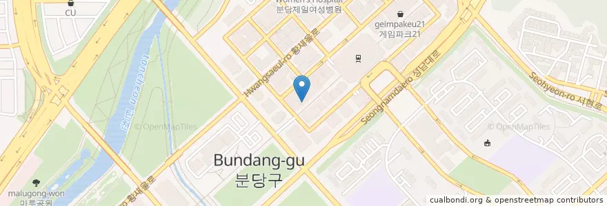 Mapa de ubicacion de Coffee Bean en Güney Kore, 경기도, 분당구.