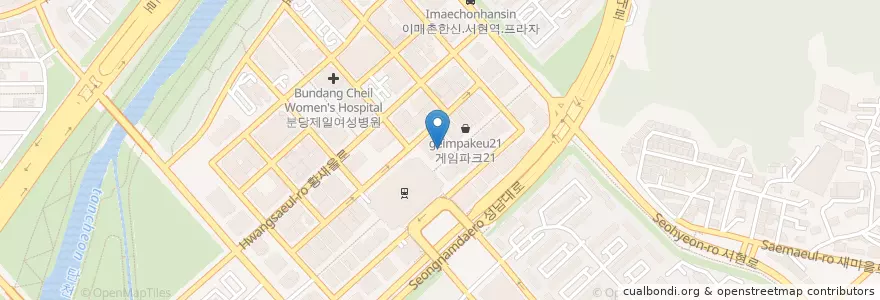 Mapa de ubicacion de STARBUCKS en 大韓民国, 京畿道, 盆唐区.