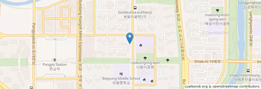 Mapa de ubicacion de 조박사수타짬뽕짜장 en كوريا الجنوبية, 경기도, 분당구.