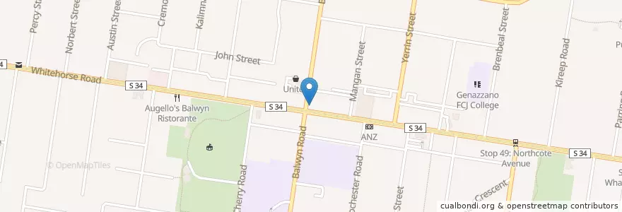 Mapa de ubicacion de Birichino Cucina & Pizzeria en Australia, Victoria, City Of Boroondara.