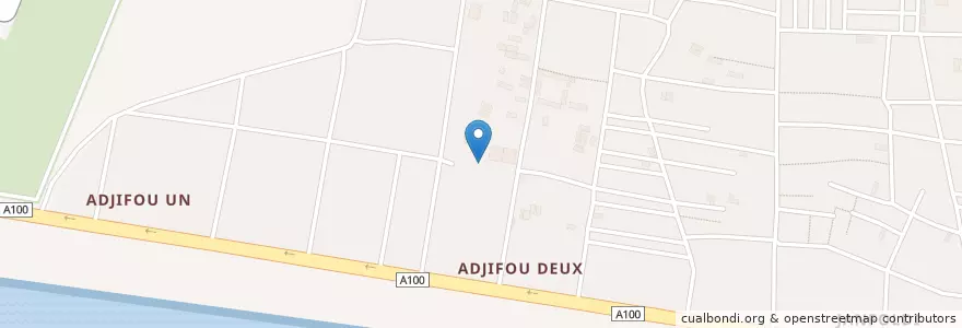 Mapa de ubicacion de Marché Adjoufou en Côte D’Ivoire, Abidjan, Port-Bouët.