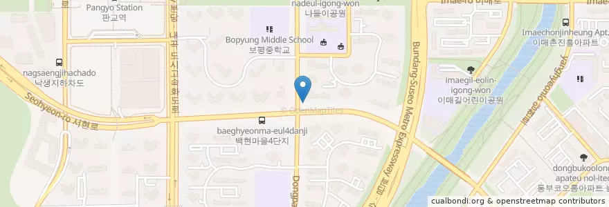 Mapa de ubicacion de 판교종합동물병원 en كوريا الجنوبية, 경기도, 분당구.