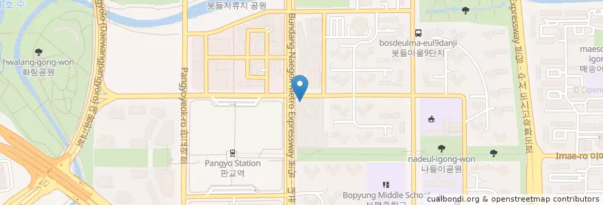 Mapa de ubicacion de STARBUCKS en Korea Selatan, Gyeonggi, 분당구.
