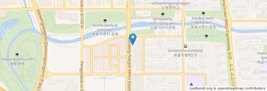 Mapa de ubicacion de 깐부키즈카페(3층) en Corea Del Sur, Gyeonggi, 분당구.