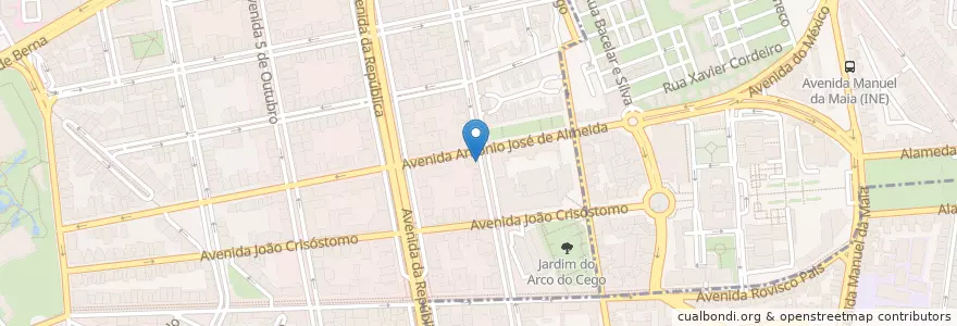 Mapa de ubicacion de fábrica dos sabores en Португалия, Área Metropolitana De Lisboa, Лиссабон, Grande Lisboa, Лиссабон, Avenidas Novas.