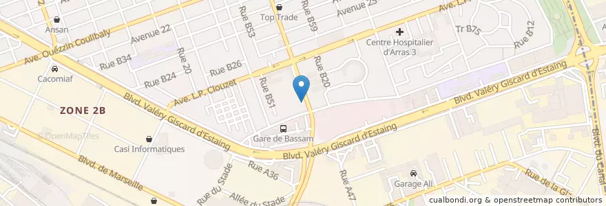 Mapa de ubicacion de Market de la Gare en 科特迪瓦, 阿比让, Treichville.