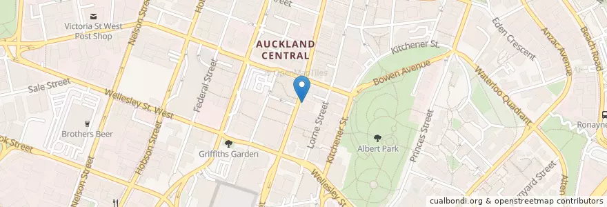 Mapa de ubicacion de Burger King en Nueva Zelanda, Auckland, Waitematā.