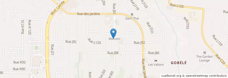 Mapa de ubicacion de Marché en Costa D'Avorio, Abidjan, Cocody.