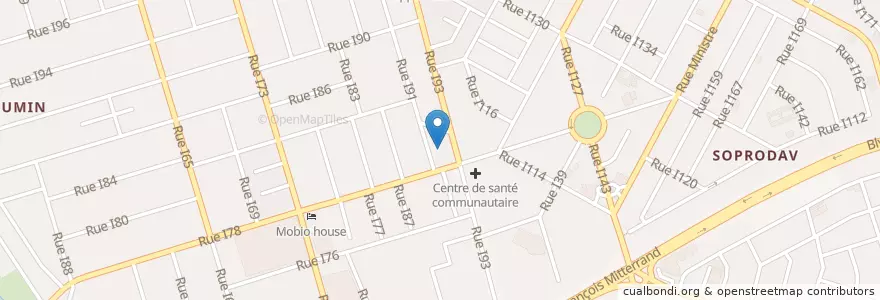 Mapa de ubicacion de Marché en Costa D'Avorio, Abidjan, Cocody.