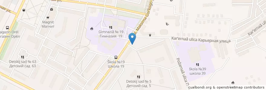 Mapa de ubicacion de Шаурмания en Rússia, Distrito Federal Central, Oblast De Oriol, Орловский Район, Городской Округ Орёл.
