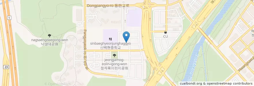 Mapa de ubicacion de 원등심 en Corea Del Sud, Gyeonggi, 분당구.