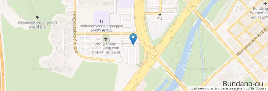 Mapa de ubicacion de 깐부치킨 en Corea Del Sud, Gyeonggi, 분당구.