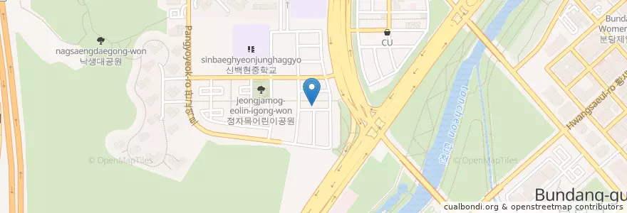 Mapa de ubicacion de 서울멸치쌈밥 en Corea Del Sud, Gyeonggi, 분당구.