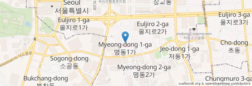 Mapa de ubicacion de BHC치킨 명동본점 en Corea Del Sud, Seul, 명동.