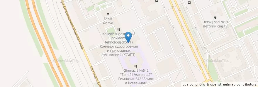 Mapa de ubicacion de Молли en Russland, Föderationskreis Nordwest, Oblast Leningrad, Sankt Petersburg, Василеостровский Район, Okrug Morskoi.