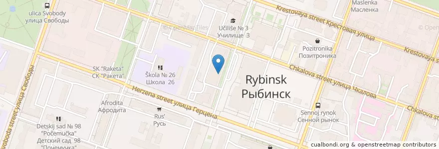 Mapa de ubicacion de Колибри en Russia, Distretto Federale Centrale, Oblast' Di Jaroslavl', Рыбинский Район, Городской Округ Рыбинск.